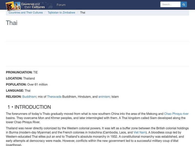 Countries and Their Cultures: Thai Handout