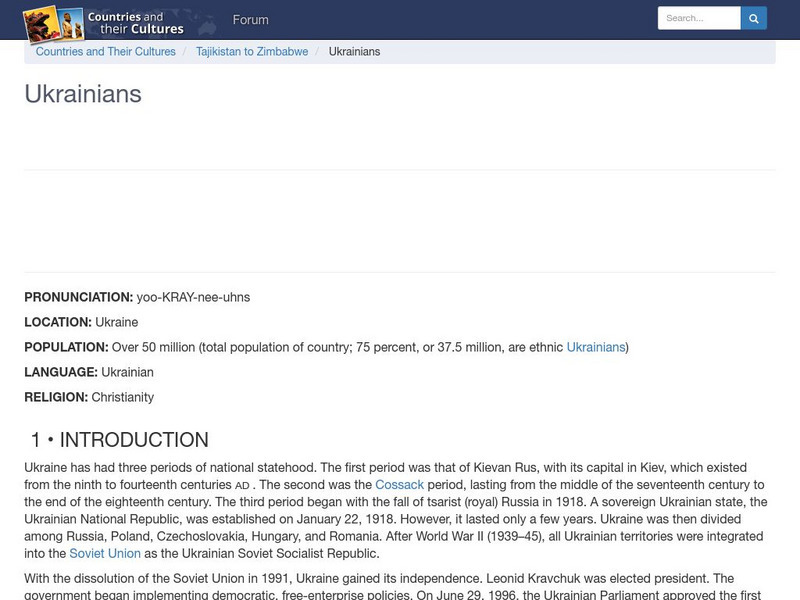 Countries and Their Cultures: Ukrainians Handout
