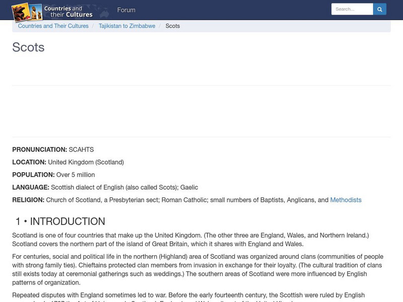 Countries and Their Cultures: Scots Handout Countries and Their Cultures: Scots Handout