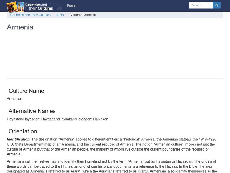 Countries and Their Cultures: Armenia Handout Countries and Their Cultures: Armenia Handout