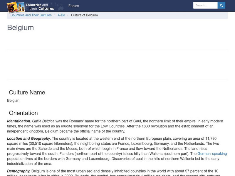 Countries and Their Cultures: Belgium Handout