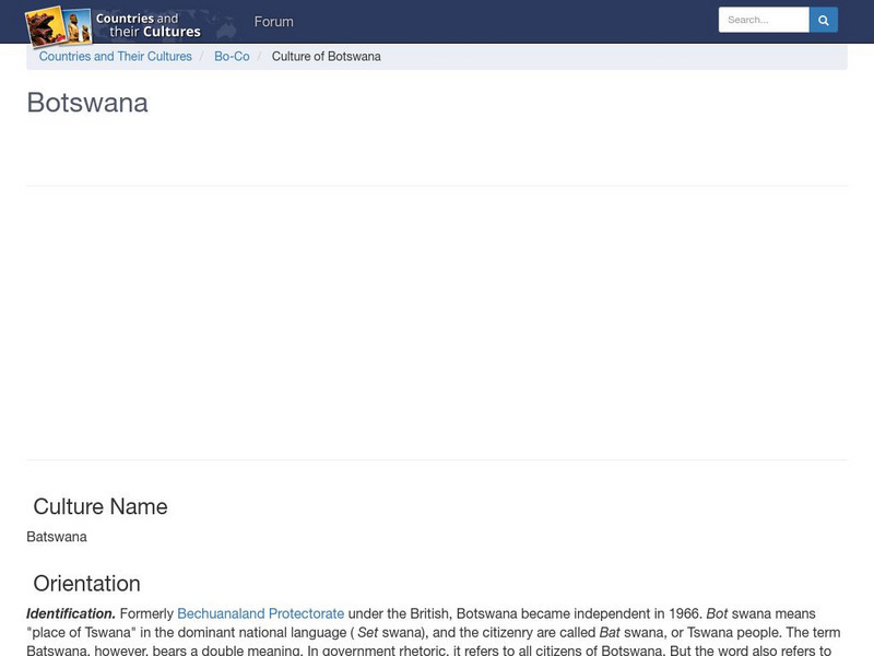 Countries and Their Cultures: Botswana Handout