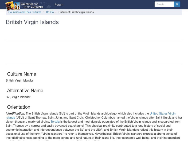 Countries and Their Cultures: British Virgin Islands Handout Countries and Their Cultures: British Virgin Islands Handout