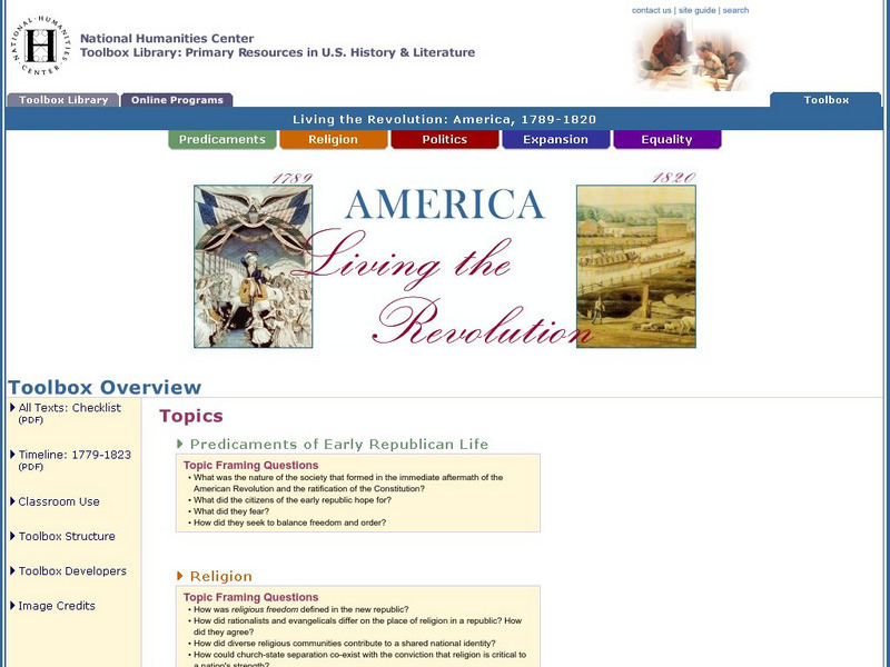 National Humanities Center: Toolbox Library: Living the Revolution: America, 1789 1820 Primary National Humanities Center: Toolbox Library: Living the Revolution: America, 1789 1820 Primary