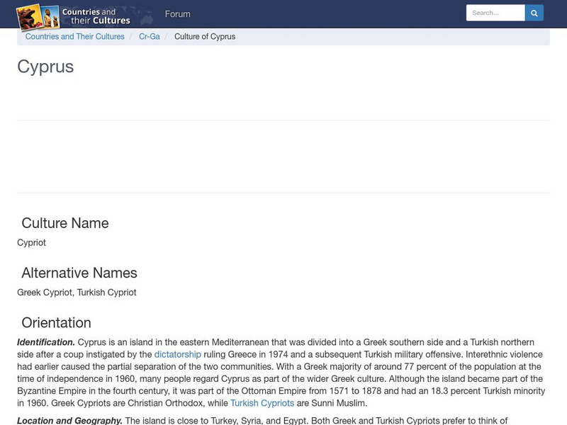 Countries and Their Cultures: Cyprus Handout Countries and Their Cultures: Cyprus Handout