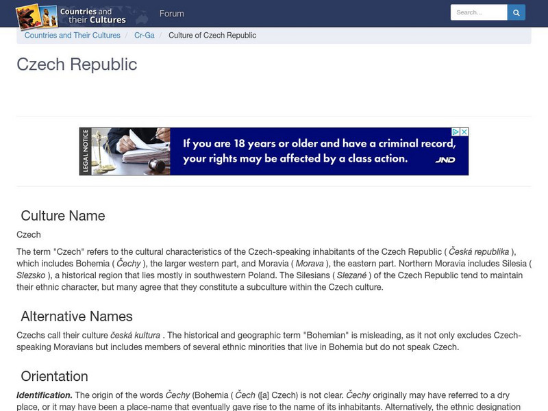 Countries and Their Cultures: Czech Republic Handout Countries and Their Cultures: Czech Republic Handout