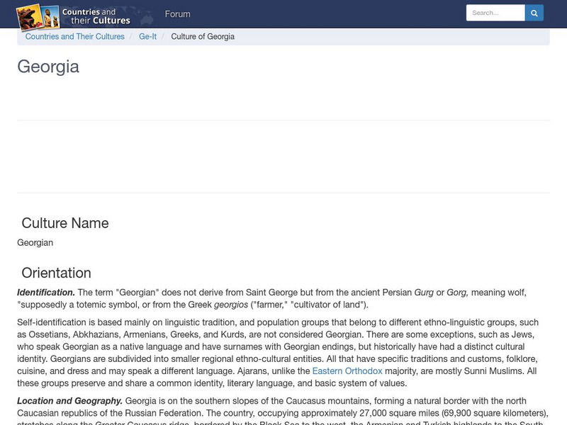 Countries and Their Cultures: Georgia Handout Countries and Their Cultures: Georgia Handout