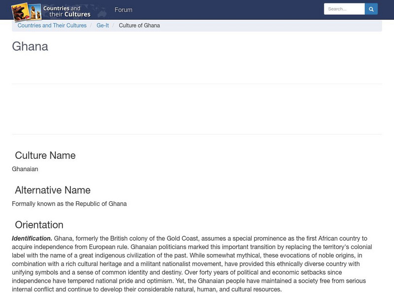 Countries and Their Cultures: Ghana Handout Countries and Their Cultures: Ghana Handout