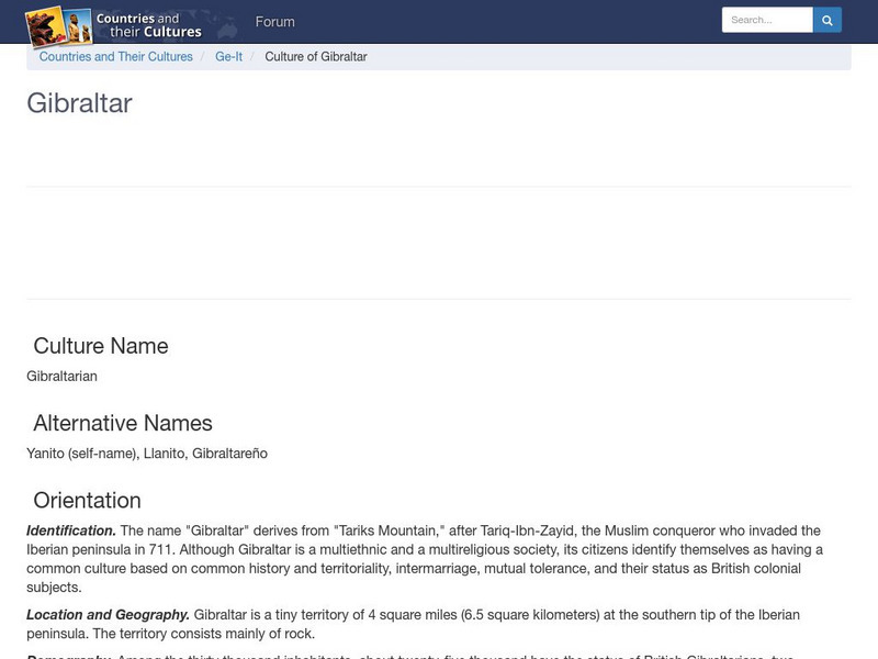 Countries and Their Cultures: Gibraltar Handout Countries and Their Cultures: Gibraltar Handout