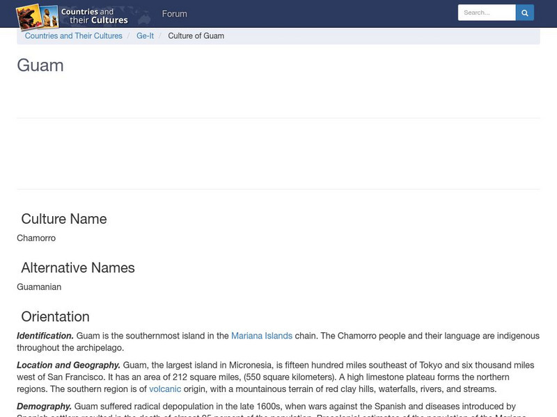 Countries and Their Cultures: Guam Handout Countries and Their Cultures: Guam Handout