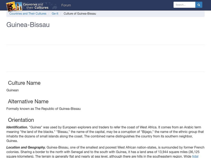 Countries and Their Cultures: Guinea Bissau Handout Countries and Their Cultures: Guinea Bissau Handout
