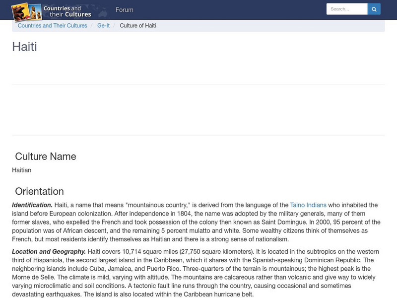Countries and Their Cultures: Haiti Handout