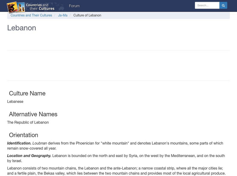 Countries and Their Cultures: Lebanon Handout