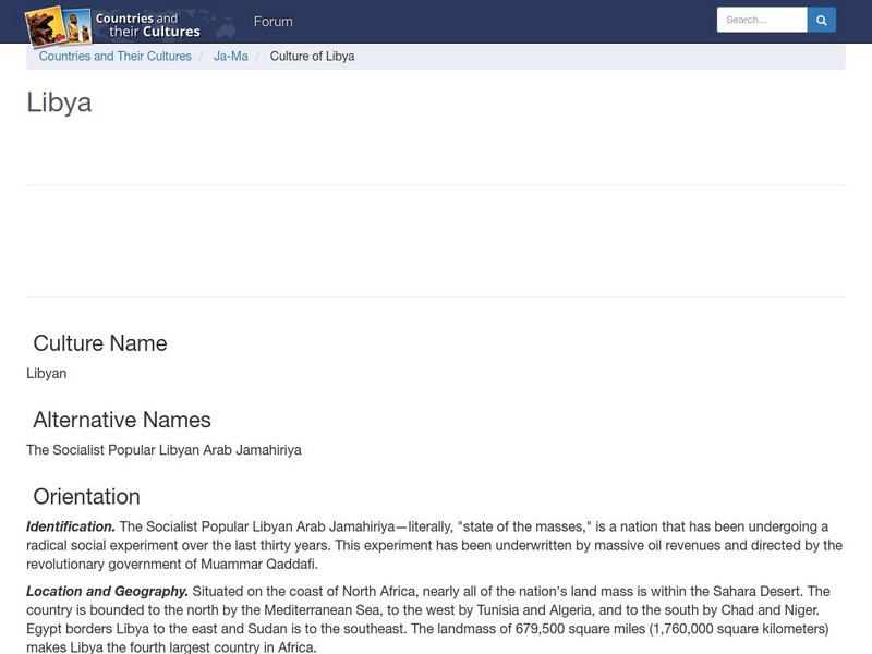 Countries and Their Cultures: Libya Handout