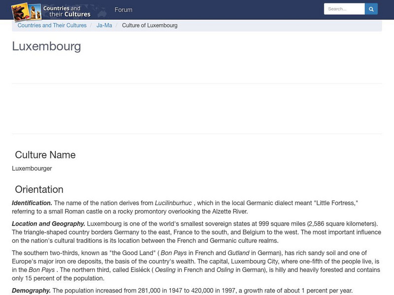 Countries and Their Cultures: Luxembourg Handout