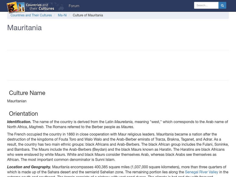 Countries and Their Cultures: Mauritania Handout Countries and Their Cultures: Mauritania Handout