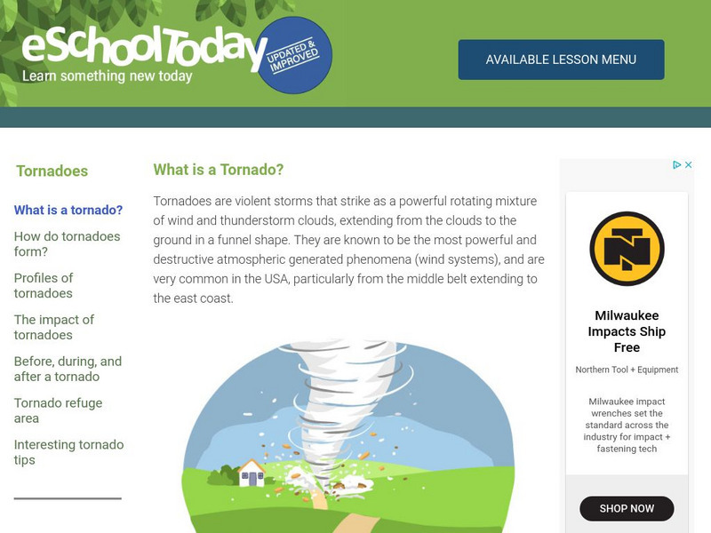 E School Today: Your Cool Facts and Tips on Tornadoes Handout E School Today: Your Cool Facts and Tips on Tornadoes Handout