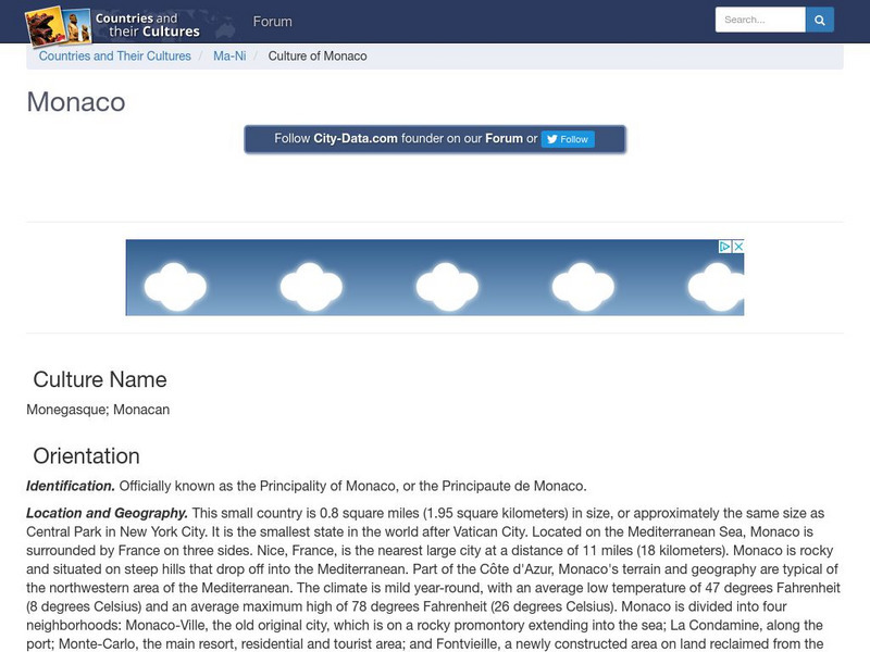 Countries and Their Cultures: Monaco Handout
