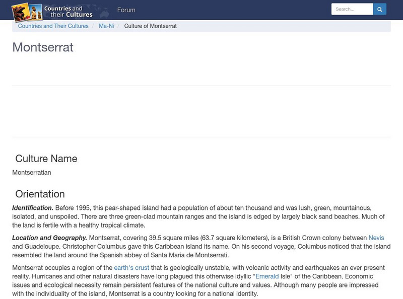 Countries and Their Cultures: Montserrat Handout Countries and Their Cultures: Montserrat Handout