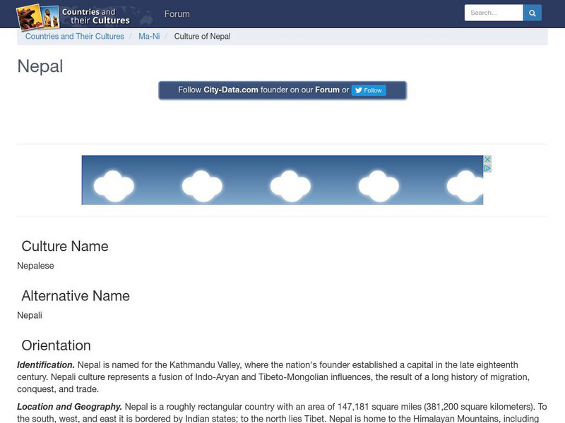 Countries and Their Cultures: Nepal Handout Countries and Their Cultures: Nepal Handout