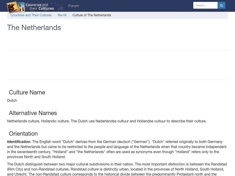 Countries and Their Cultures: The Netherlands Handout