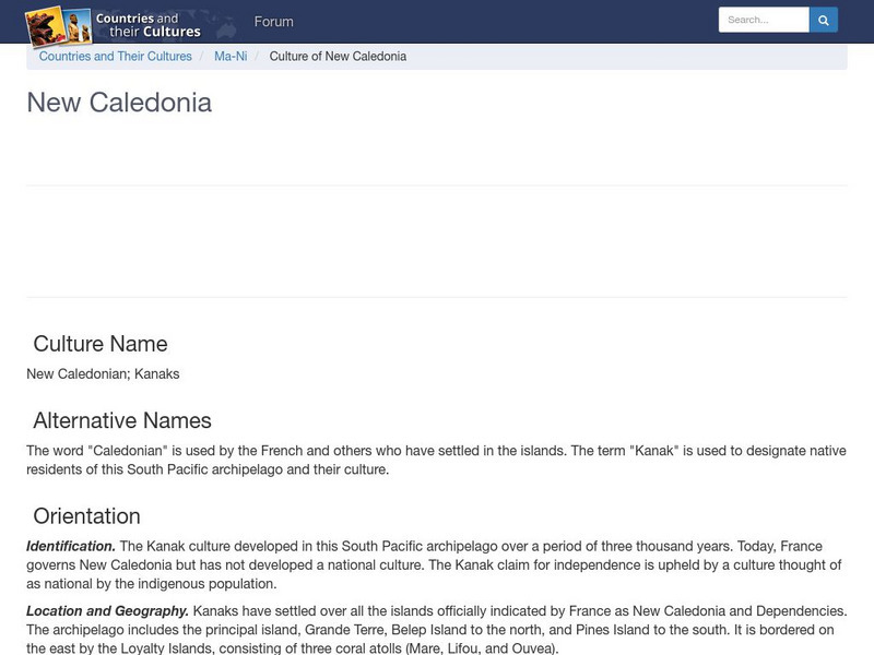 Countries and Their Cultures: New Caledonia Handout Countries and Their Cultures: New Caledonia Handout