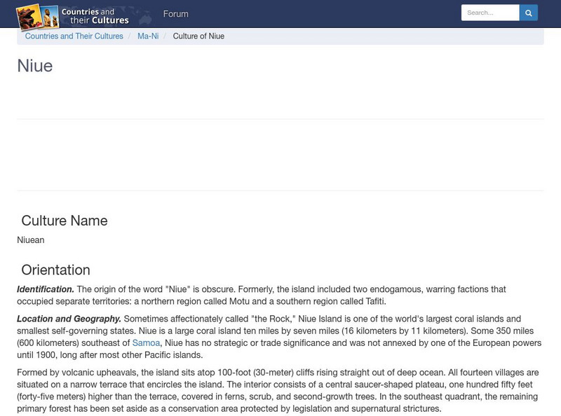 Countries and Their Cultures: Niue Handout