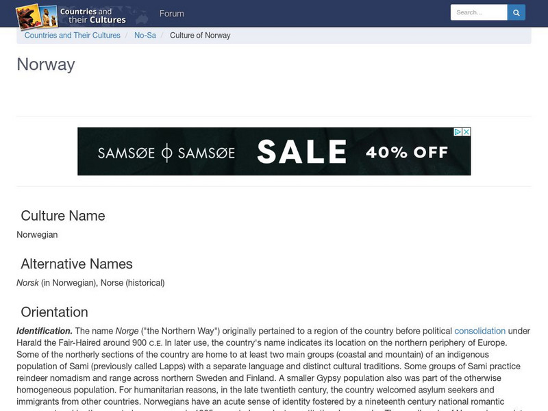 Countries and Their Cultures: Norway Handout Countries and Their Cultures: Norway Handout