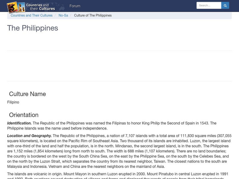 Countries and Their Cultures: The Philippines Handout Countries and Their Cultures: The Philippines Handout