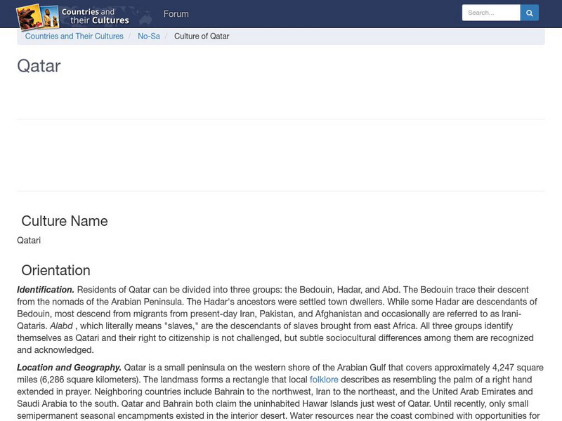 Countries and Their Cultures: Qatar Handout Countries and Their Cultures: Qatar Handout