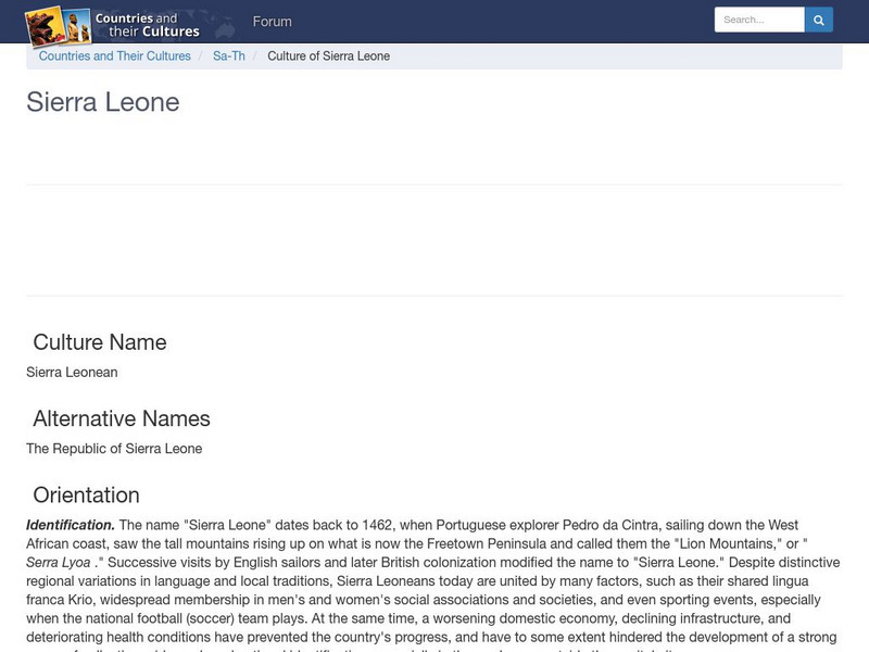 Countries and Their Cultures: Sierra Leone Handout Countries and Their Cultures: Sierra Leone Handout