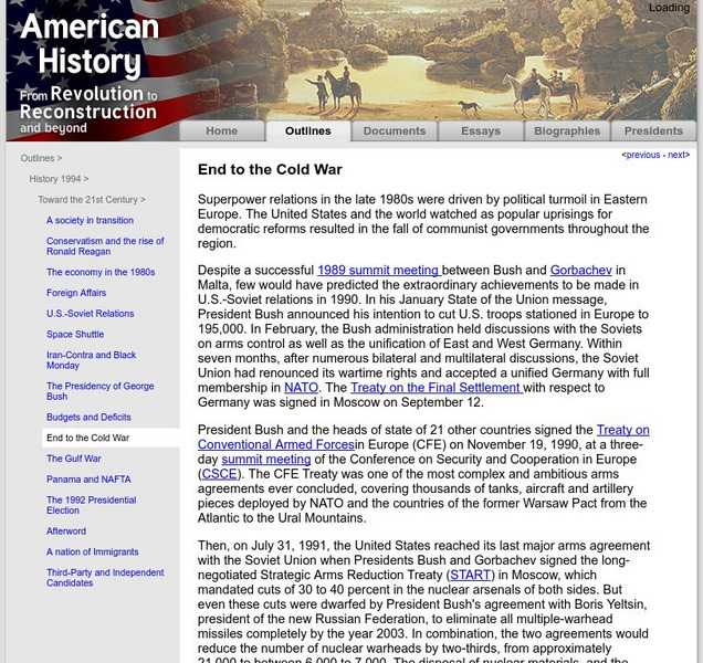 American History: Outlines: American History: End to the Cold War Article American History: Outlines: American History: End to the Cold War Article