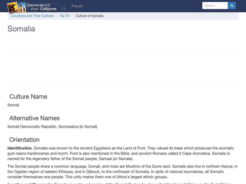 Countries and Their Cultures: Somalia Handout Countries and Their Cultures: Somalia Handout