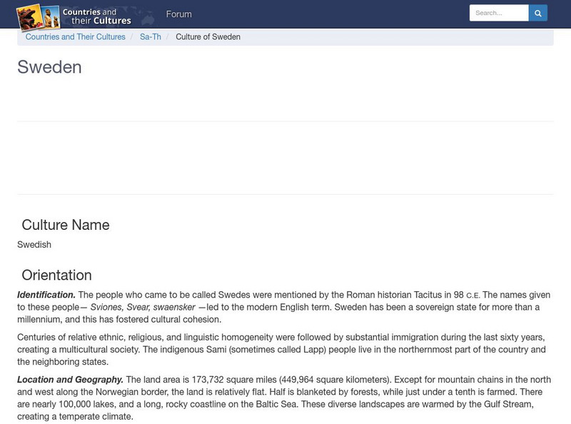 Countries and Their Cultures: Sweden Handout Countries and Their Cultures: Sweden Handout