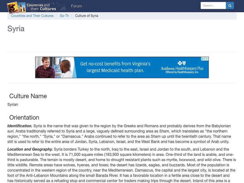 Countries and Their Cultures: Syria Handout Countries and Their Cultures: Syria Handout