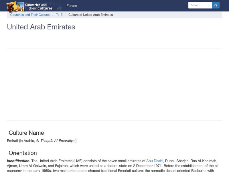Countries and Their Cultures: United Arab Emirates Handout Countries and Their Cultures: United Arab Emirates Handout