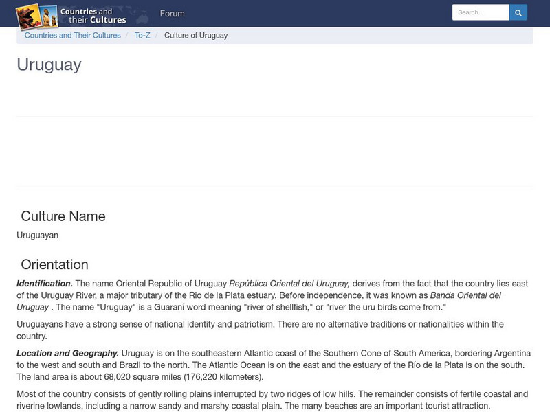 Countries and Their Cultures: Uruguay Handout Countries and Their Cultures: Uruguay Handout