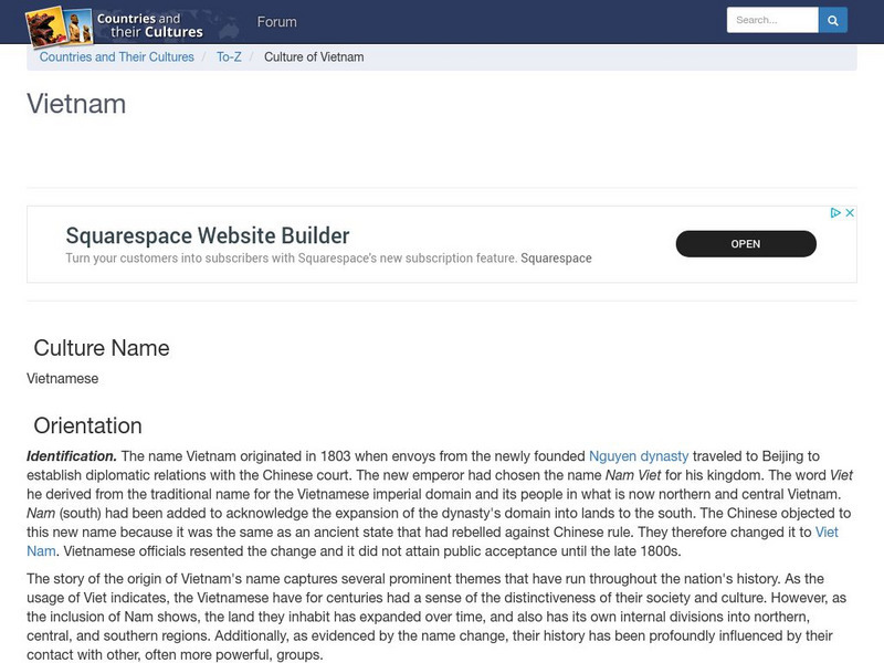 Countries and Their Cultures: Vietnam Handout Countries and Their Cultures: Vietnam Handout