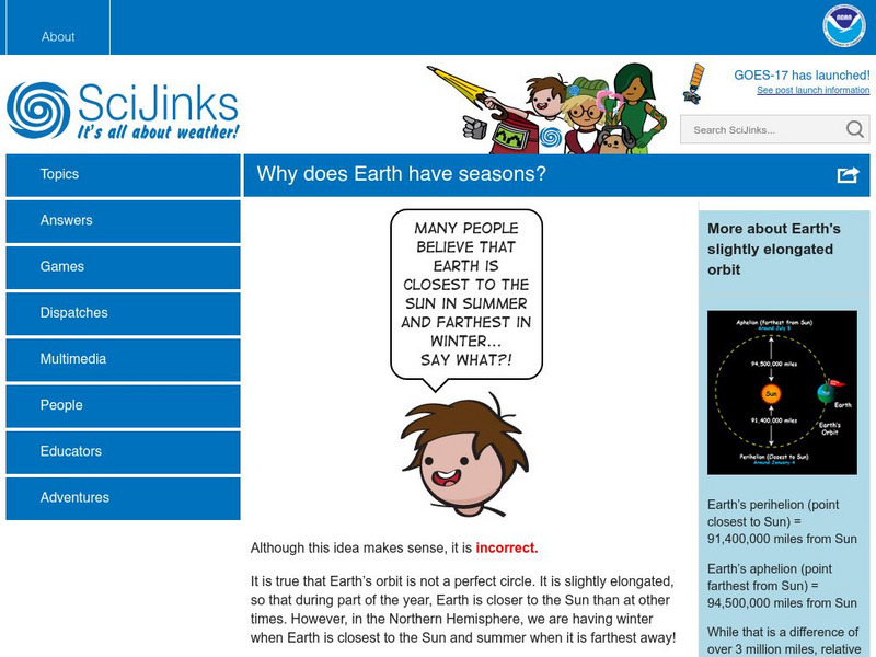 National Aeronautics and Space Administration: Scijinks: Seasons Website National Aeronautics and Space Administration: Scijinks: Seasons Website