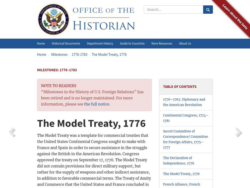 Office of the Historian: The Model Treaty Website Office of the Historian: The Model Treaty Website