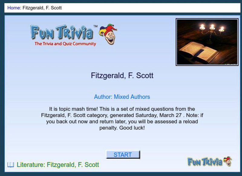 Fun Trivia: Fitzgerald, F. Scott Unknown Type Fun Trivia: Fitzgerald, F. Scott Unknown Type