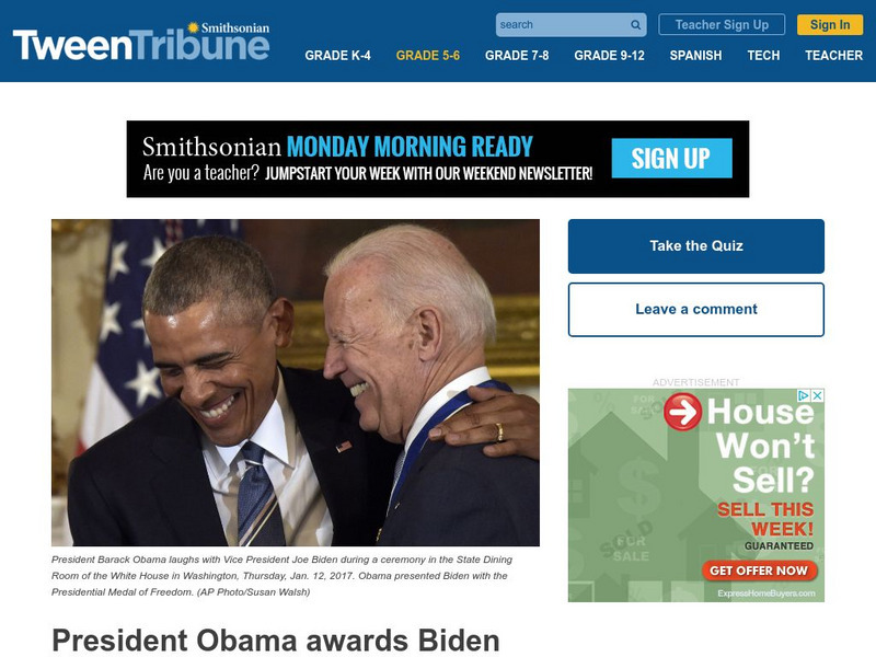 Tween Tribune: President Obama Awards Biden the Medal of Freedom Article Tween Tribune: President Obama Awards Biden the Medal of Freedom Article