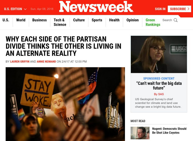 Sides of the Partisan Divide Thinks the Other Is Living in an Alternate Reality Article