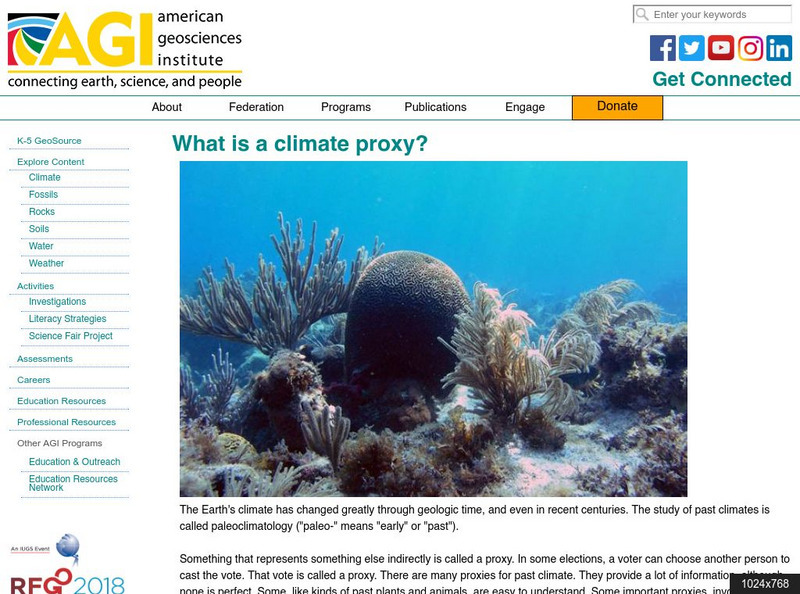 American Geosciences Institute: What Is a Climate Proxy? Article American Geosciences Institute: What Is a Climate Proxy? Article