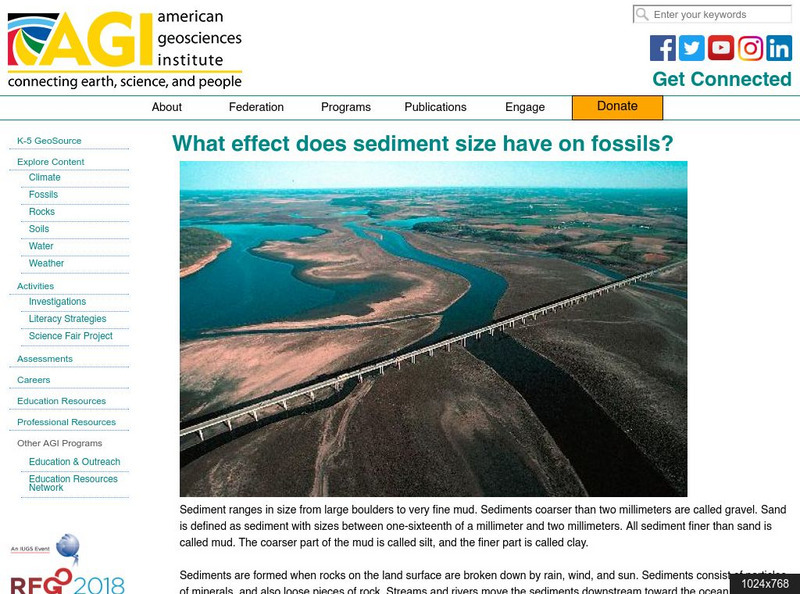 American Geosciences Institute: What Effect Does Sediment Size Have on Fossils? Article American Geosciences Institute: What Effect Does Sediment Size Have on Fossils? Article