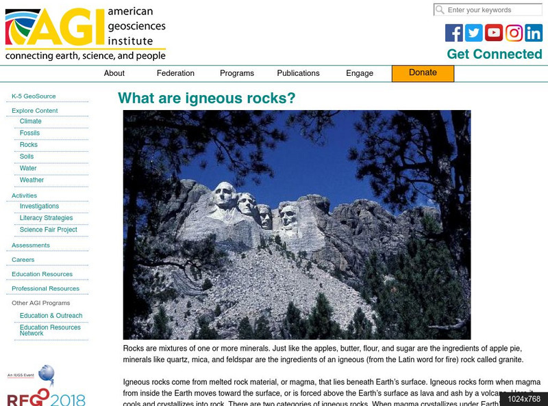 American Geosciences Institute: What Are Igneous Rocks? Article American Geosciences Institute: What Are Igneous Rocks? Article