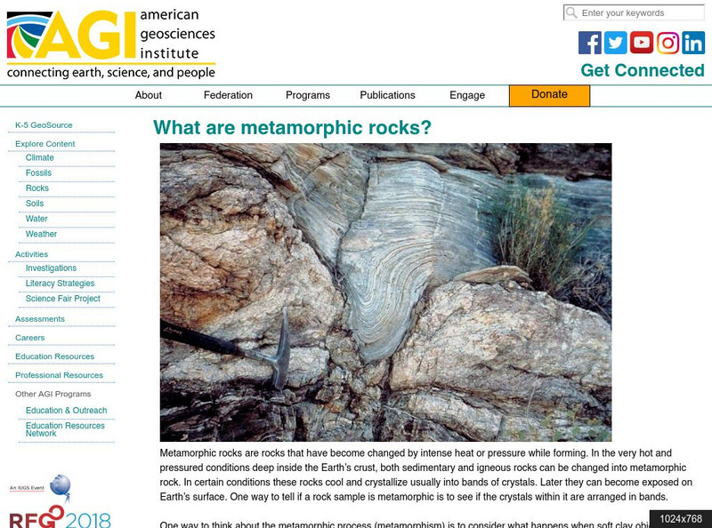 American Geosciences Institute: What Are Metamorphic Rocks? Article American Geosciences Institute: What Are Metamorphic Rocks? Article