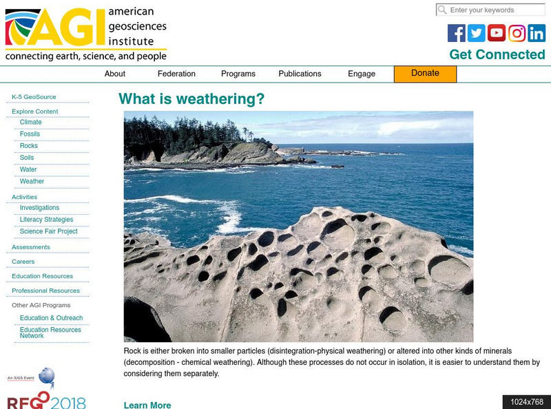 American Geosciences Institute: What Is Weathering? Article American Geosciences Institute: What Is Weathering? Article