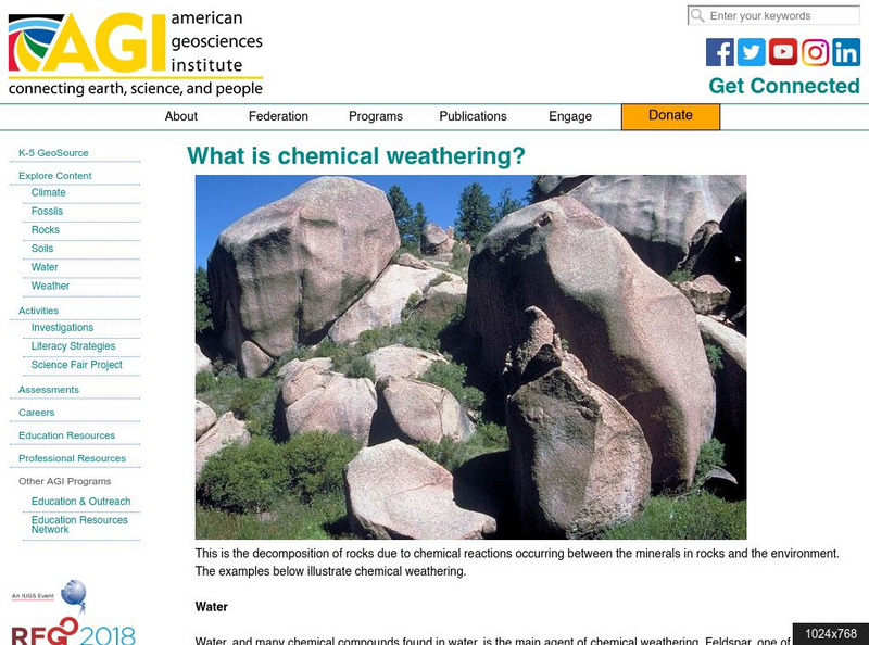 American Geosciences Institute: What Is Chemical Weathering? Article American Geosciences Institute: What Is Chemical Weathering? Article