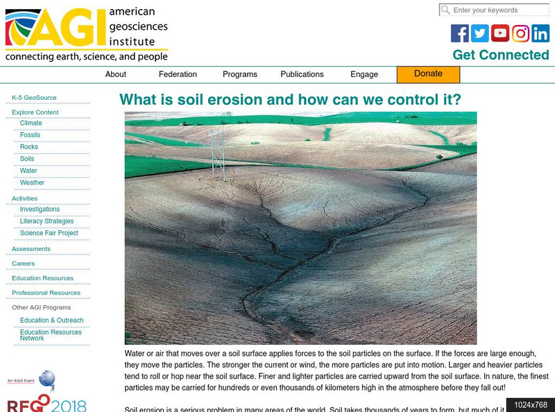 American Geosciences Institute: What Is Soil Erosion and How Can We Control It? Article American Geosciences Institute: What Is Soil Erosion and How Can We Control It? Article